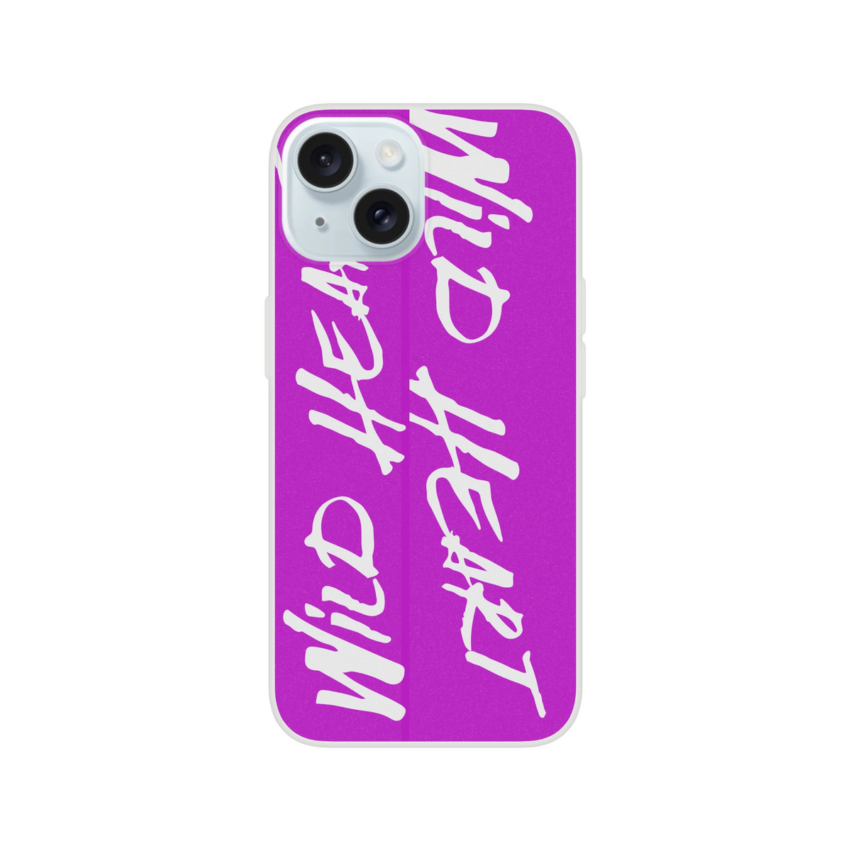 Purple iPhone case with white handwritten slogan graphic for iPhone 13-16