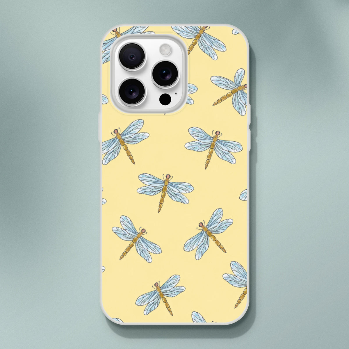 Yellow Dragonfly iPhone Case for iPhone 13-16 with bold dragonfly pattern on slim shell.
