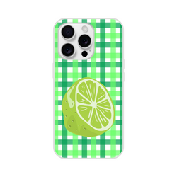 Cute lime gingham iPhone case in green for iPhone 13–16 with lime wedge graphic