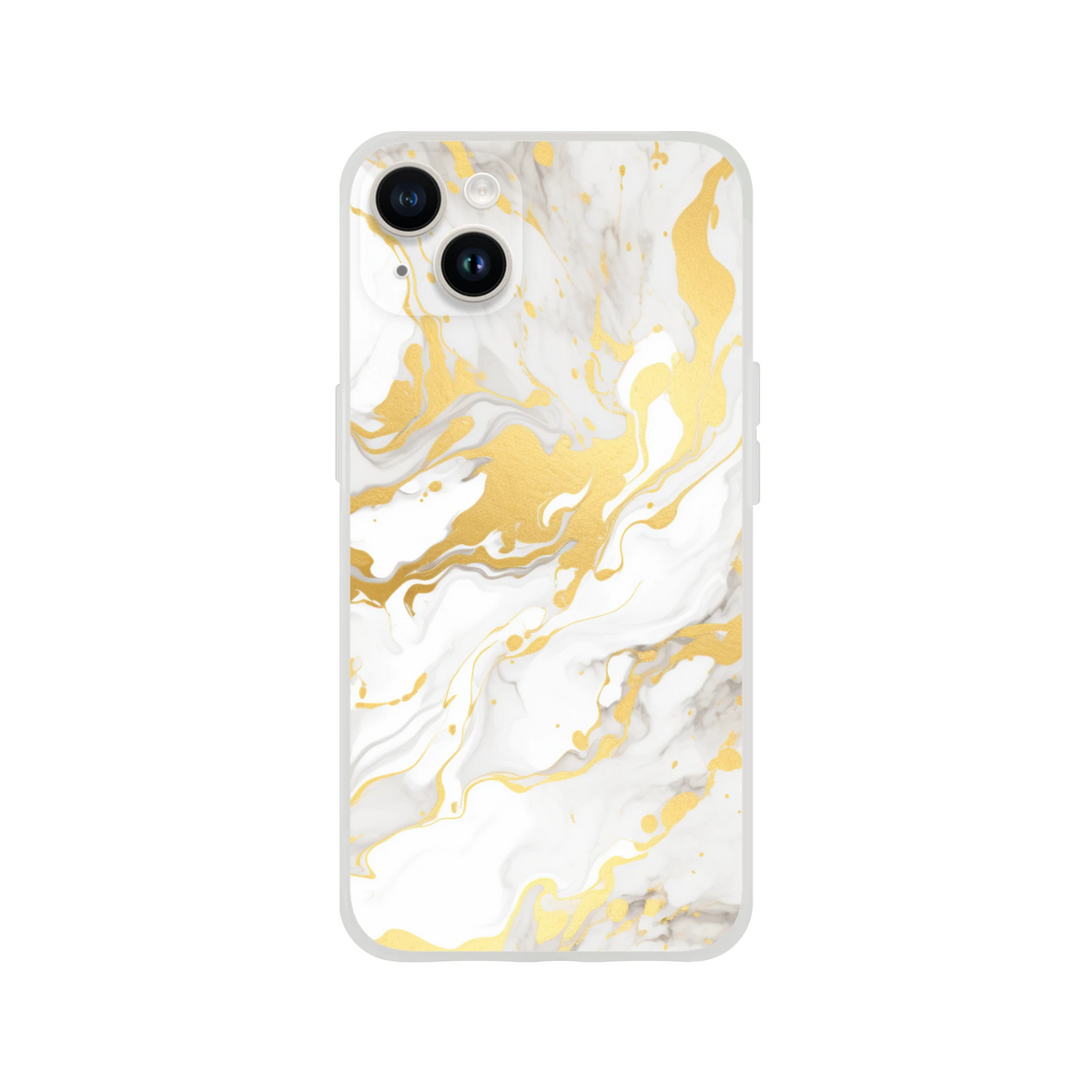 Gold & cream marble iPhone case for 13-16, luxury abstract aesthetic, slim, flexible, matte finish.