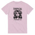 Pink Tropical Paradise graphic tee with bold portrait and tropical leaves on soft cotton blend.