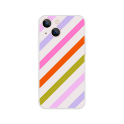 Pastel rainbow diagonal stripe iPhone case for iPhone 13-16, slim, flexible, matte finish with vibrant print.