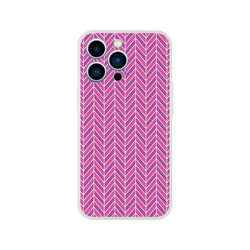 Pink herringbone geometric iPhone case with slim frosty transparent TPU design for models 13-16