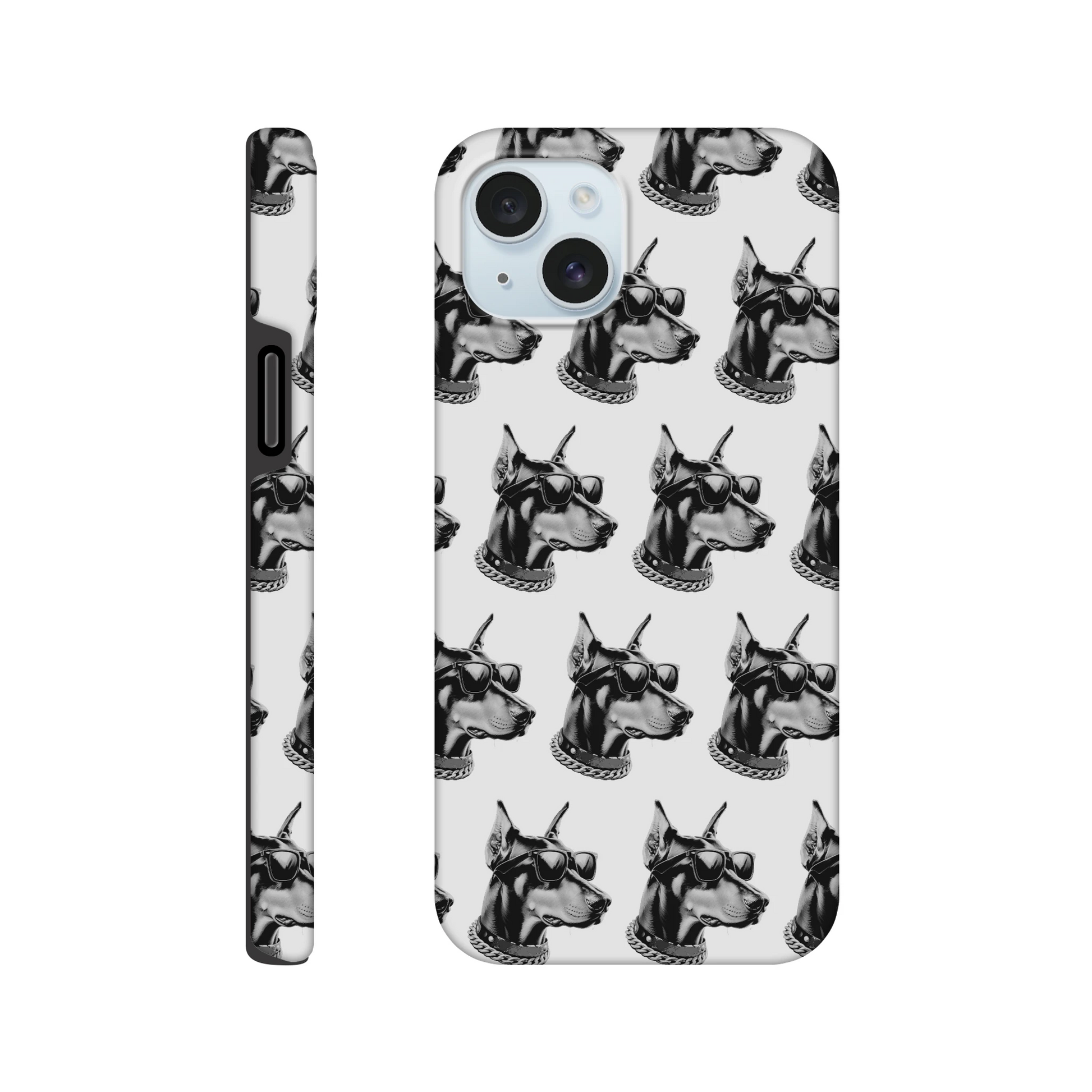 Gangster dog wraparound print phone case with dual-layer protection for iPhone 16/15/14/13