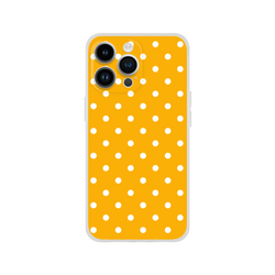 Retro orange and white polka dot iPhone case with matte finish and TPU protection for iPhone 13-16.