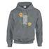 Gray cotton-blend men's hoodie with Good Vibes Only slogan surrounded by yellow roses and green vines.