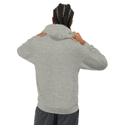 Back view of Panda DJ men's graphic hoodie in heather gray cotton blend.