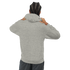 Back view of Panda DJ men's graphic hoodie in heather gray cotton blend.