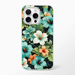 Tropical hibiscus Hawaiian floral iPhone case for 13–16 with a slim matte shell.