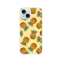 Cute pineapple-pattern iPhone case for iPhone 13-16 with yellow background and vibrant print.