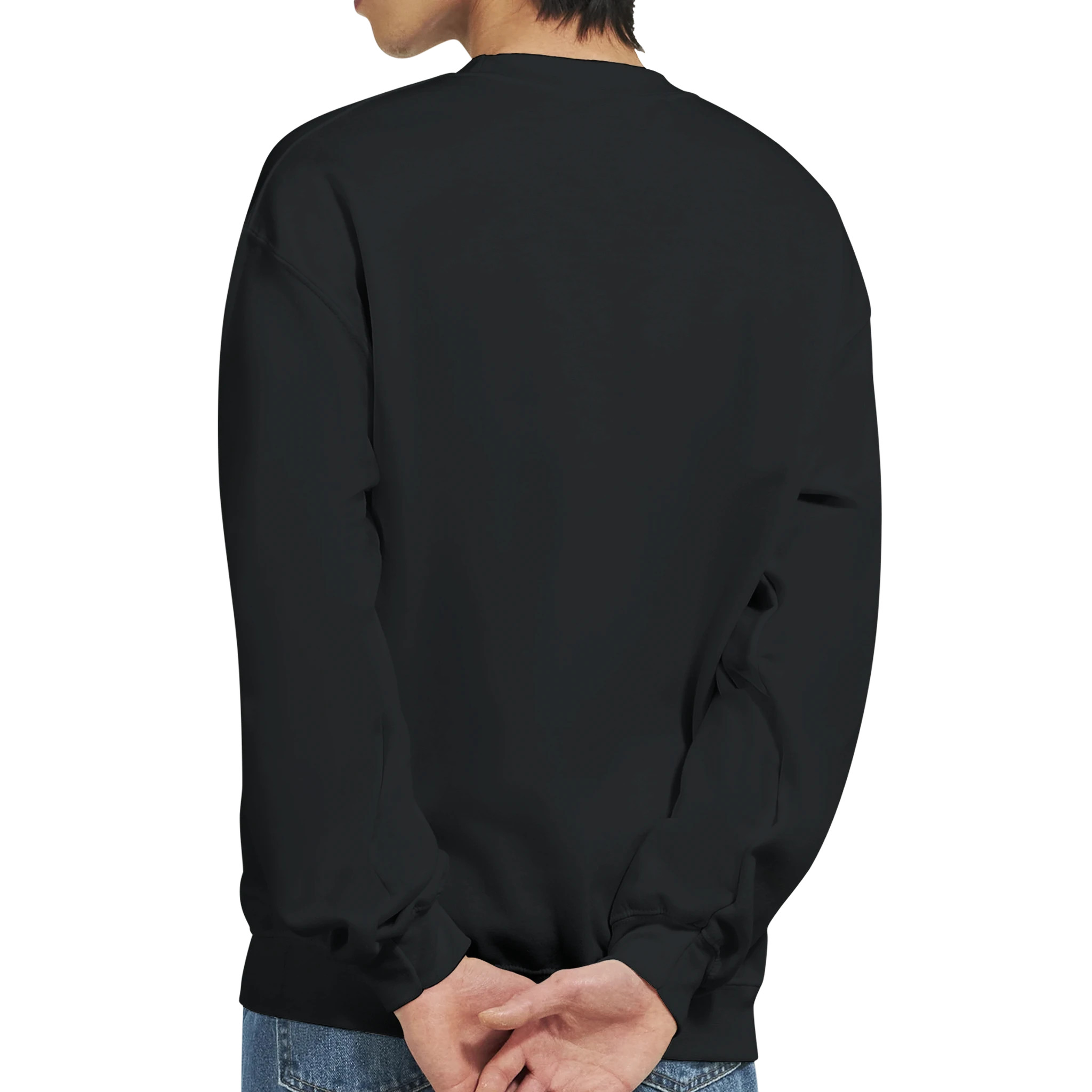 Back view of a black Car Jumper JDM Sweatshirt in a soft 50/50 cotton-poly blend.