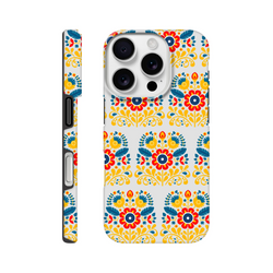 Floral tough protective iPhone case with wraparound back and sides; glossy dual-layer finish for iPhone 16–13