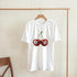 Lucky Cherries T Shirt Women’s Graphic Tee on white heavyweight cotton, twin red cherries with 8-ball centers.