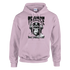 Trance Gorilla men's graphic hoodie on lavender fabric, featuring a gorilla wearing headphones.