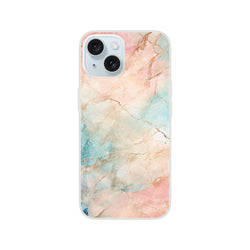 Pastel marble iPhone case with peach and aqua abstract pattern for iPhone 13-16
