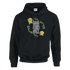 Black hoodie with 'GOOD VIBES ONLY' in white, framed by a yellow rose floral wreath.