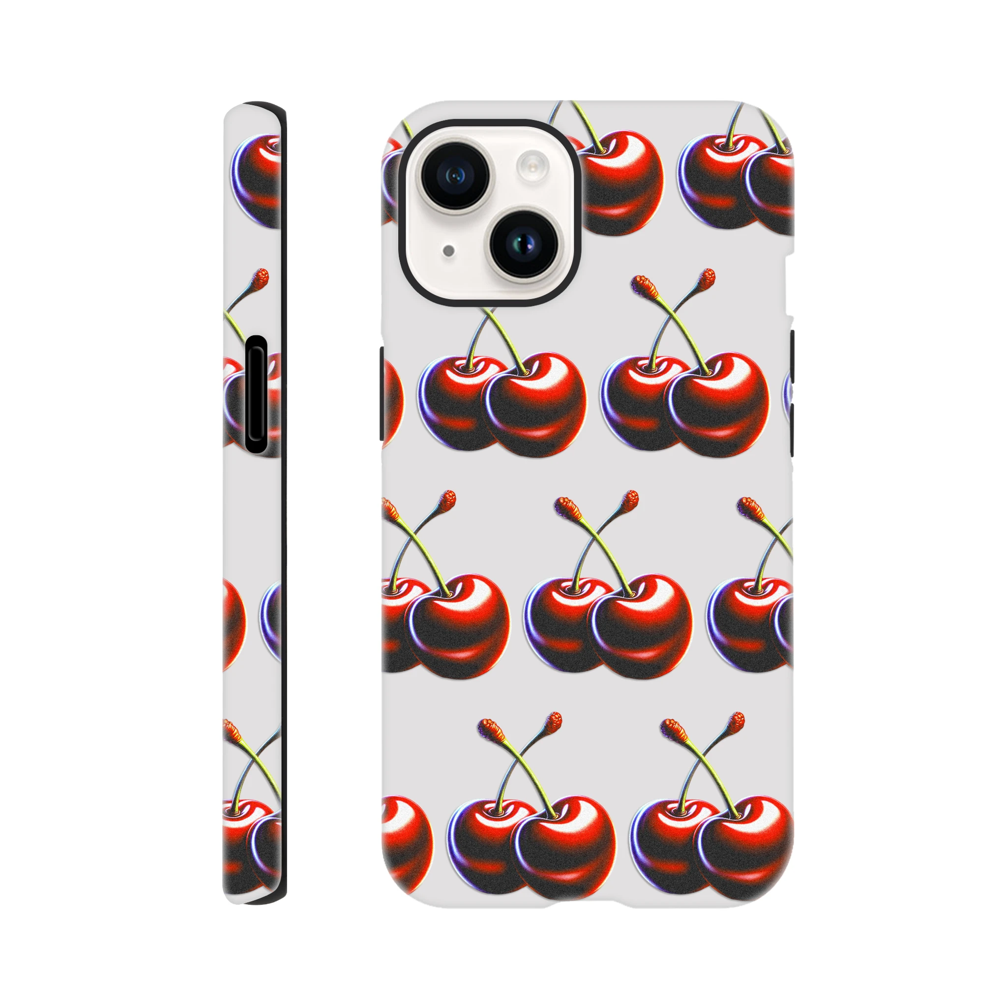 Cute Cherries iPhone Case (13–16) – Retro Aesthetic Tough Protective Cover