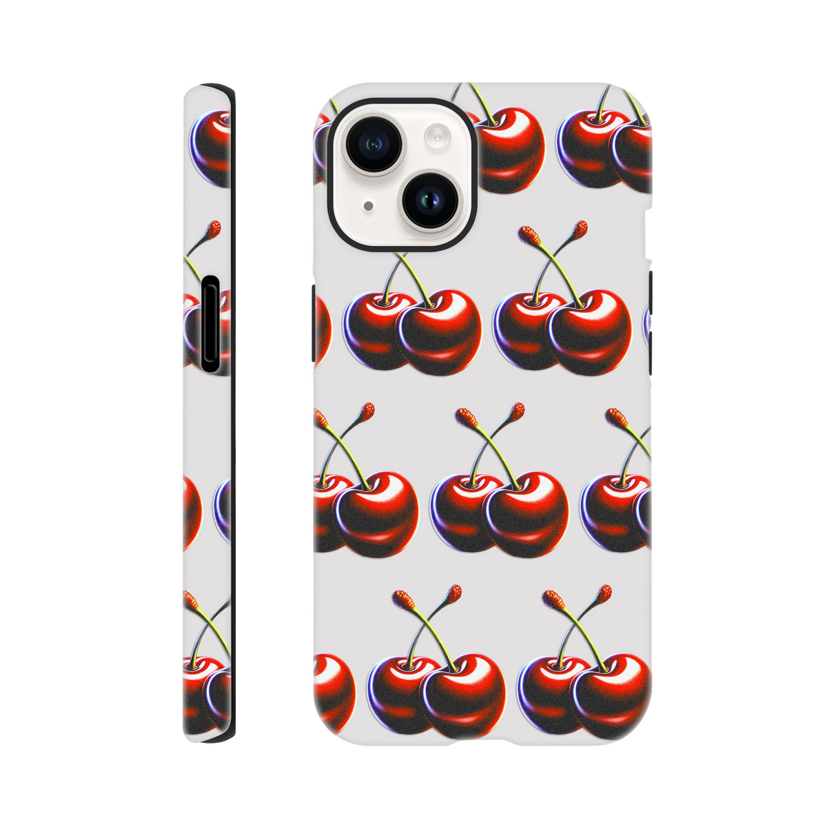 Cute Cherries iPhone Case 13-16 | Retro Aesthetic Tough Phone Cover | Urban Palm Trees
