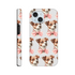 Cute dog-pattern tough protective case with pink bow, dual-layer wraparound print on back and sides for iPhone 16-13.