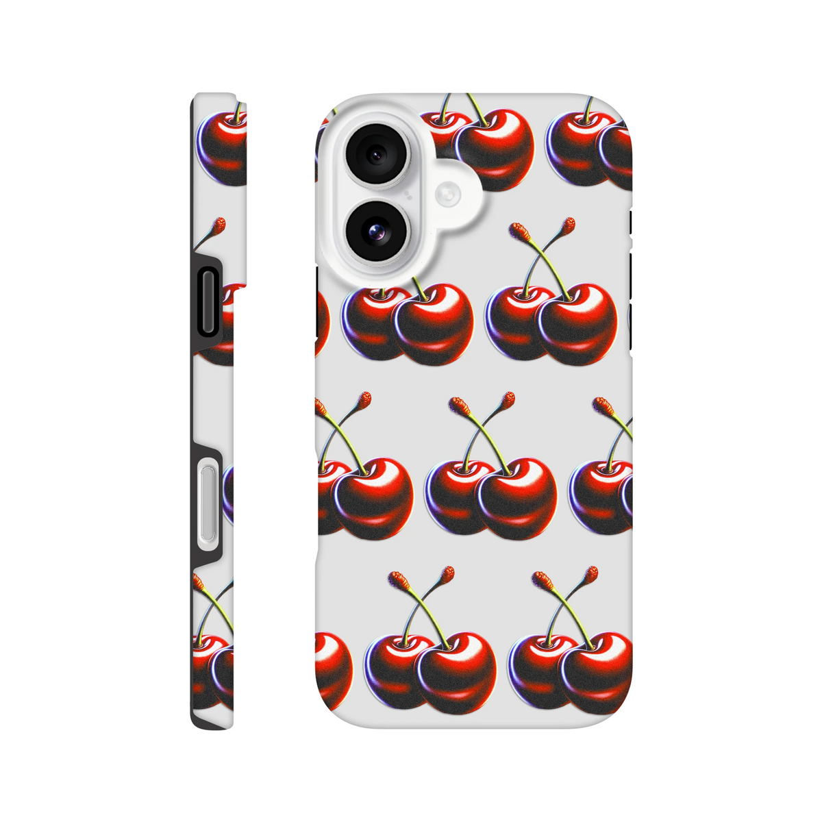 Cherries wraparound protective phone case with dual-layer protection and glossy finish for iPhone 13-16.