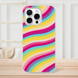 Groovy Rainbow Wave iPhone Case for iPhone 13–16 with slim matte finish and retro Y2K rainbow swirl design.