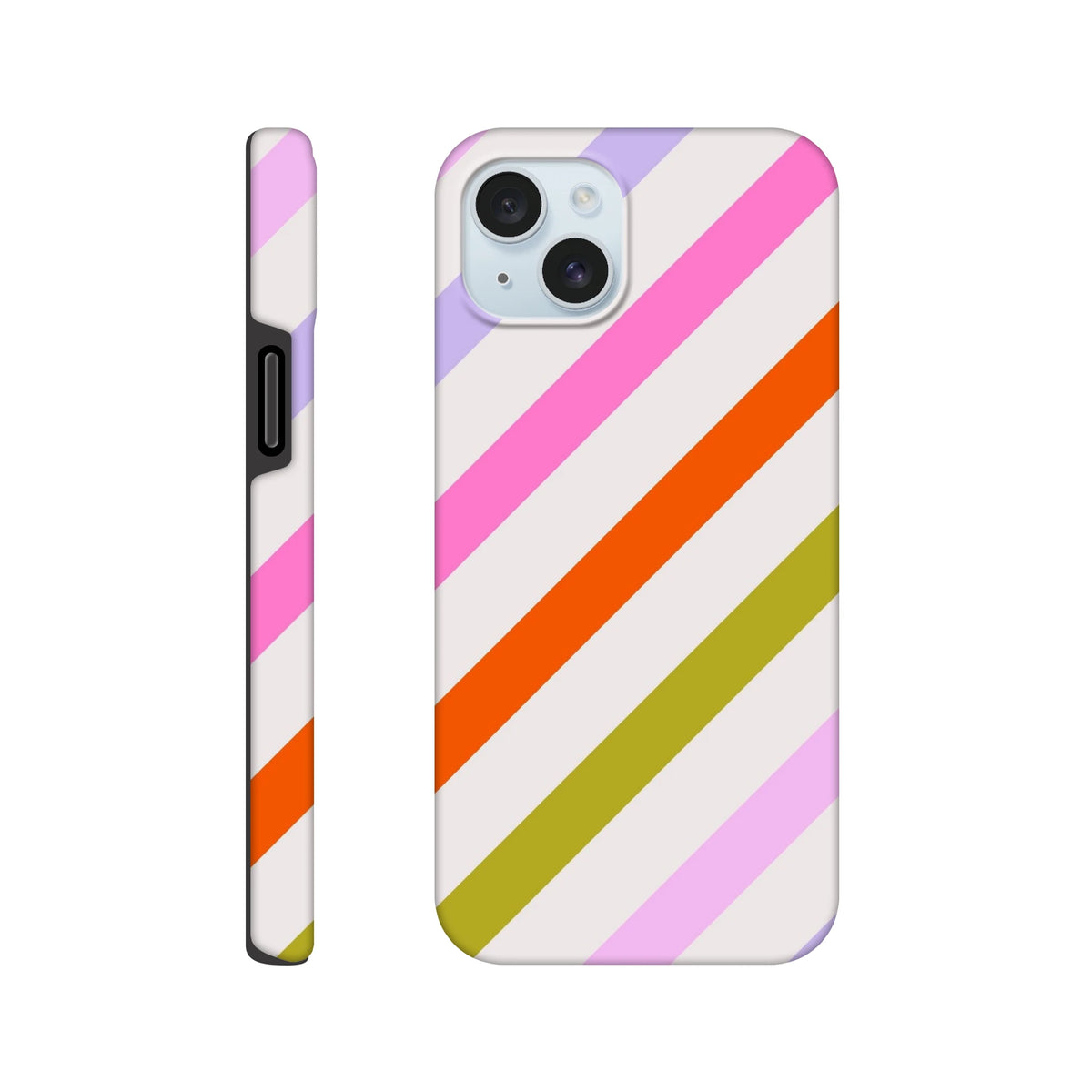 Retro colourful diagonal stripe tough iPhone case with shock absorbing TPU protection for drops and scratches.