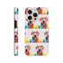Colorful dog wearing sunglasses wraparound print tough protective case for iPhone 16/15/14/13, with glossy finish.