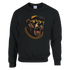 Grizzly Bear Men's Graphic Sweatshirt in black with yellow sunglasses, cap, and gold chain on bold bear graphic.