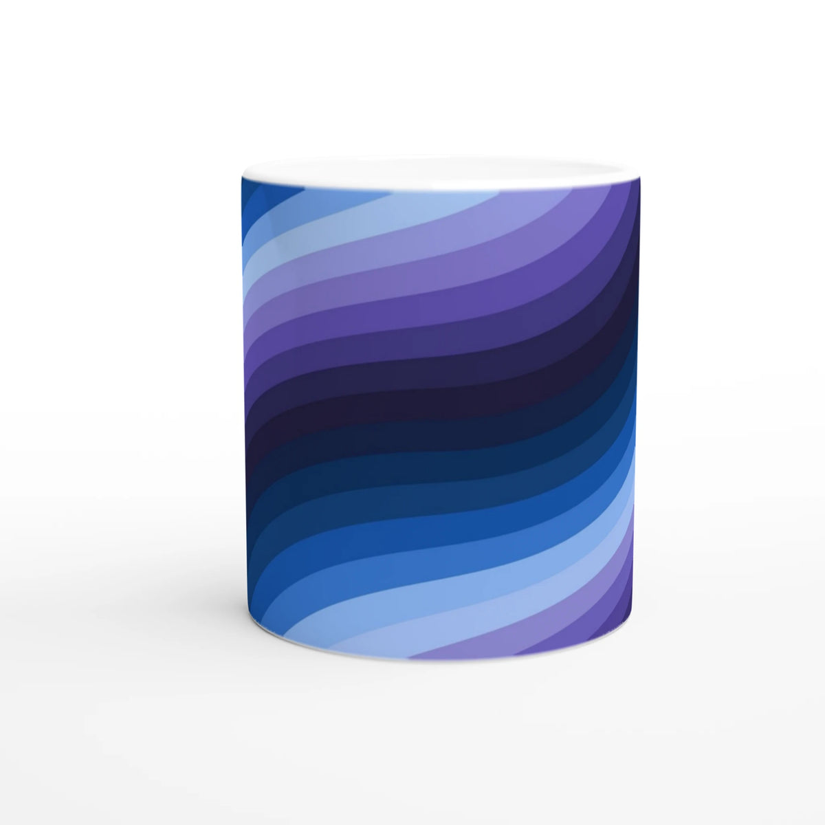Blue Retro Wave Mug with abstract Y2K swirl ceramic design - ideal for coffee or tea
