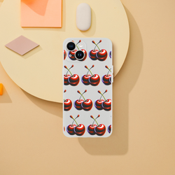 Cherries pattern slim protective iPhone case for 13–16, transparent Flexi Cover with durable protection.