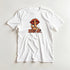 White Lips graphic T-shirt with finger-to-lips shushing icon and "SHUT UP" text.