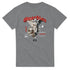Grey cotton-blend crew-neck T-shirt with a gothic guardian-angel back graphic and red streetwear text.