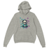 Panda DJ graphic hoodie on heather grey, front panda at turntables with colorful paint splashes.