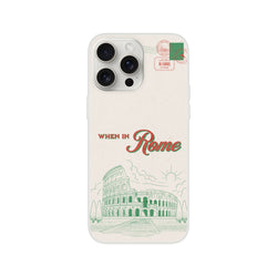 Vintage postcard iPhone case (13-16) with Rome stamps, Colosseum illustration, When in Rome.