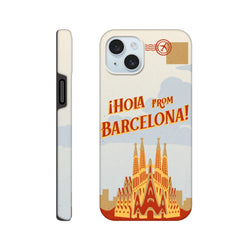 Barcelona travel postcard wraparound tough iPhone case for iPhone 13–16, Spain phone cover