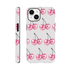 Glitter ball cherries wraparound dual-layer protective case for iPhone 13–16 with glossy pink cherry print.