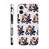 Bulldog skateboard print in a repeating pattern on glossy dual-layer iPhone case for iPhone 16–13.