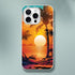 Tropical sunset with palm trees and sun on a slim protective iPhone case for iPhone 16 15 14 13