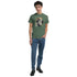Green Gothic Gods men's graphic T-shirt in soft cotton blend with bold statue head graphic and crew neck.