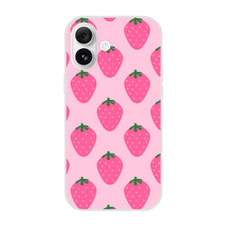 Cute pink strawberry iPhone case (13-16) with kawaii fruit aesthetic, protective and streetwear-inspired.