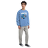 Blue Wanted Teddy Bear men's graphic sweatshirt on a model, featuring a bear and WANTED text.