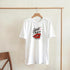 White women's Silent Please Lips graphic T-shirt with lips logo, soft cotton blend, sizes S–XL.