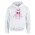 White women's cotton-blend hoodie with pink cherry graphic and 'Sweet Cherries are my passion' slogan.