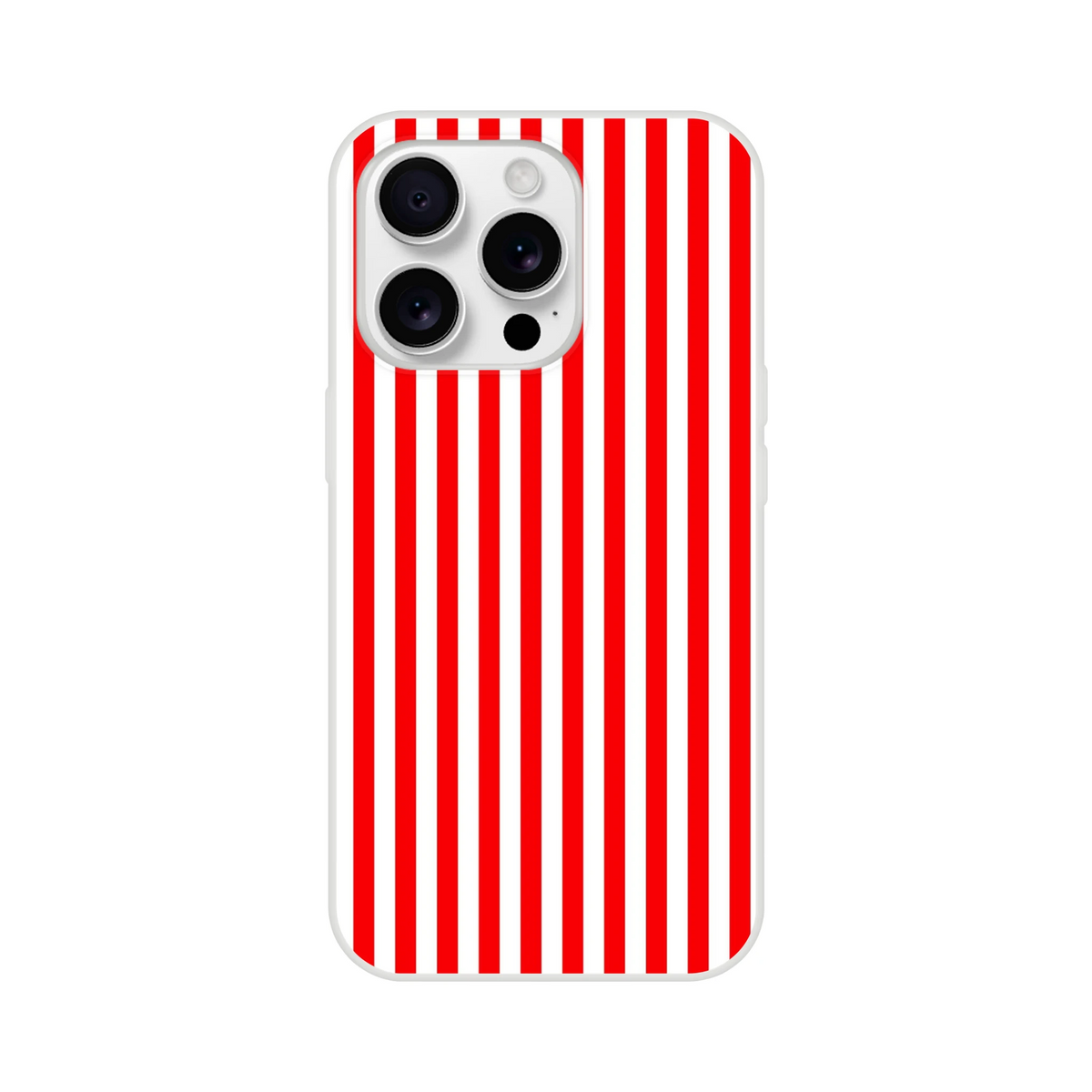 Red Stripe iPhone Case (13-16) with minimalist retro vertical stripes and a slim matte finish.