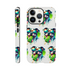 Chill Dog iPhone case for 16/15/14/13 with wraparound dogs wearing sunglasses and popsicles, glossy finish.