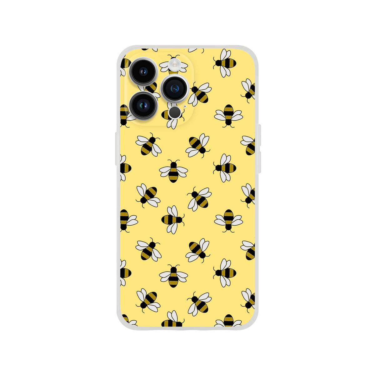 Cute Bee iPhone Case (13-16) Honey Bee Aesthetic on yellow background.