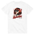 Retro pop art graphic: woman with red bob, sunglasses, licking a lollipop, 'Retro Girl' text on white tee