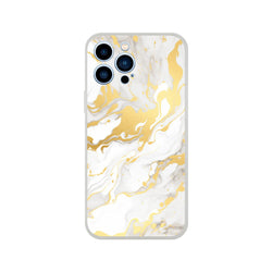 Gold & cream marble iPhone case for 13-16, luxury abstract aesthetic with slim, flexible matte finish.