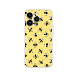 Cute bee-pattern iPhone case in yellow with honey bees for iPhone 13–16, honey bee aesthetic.