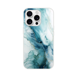 Blue Marble iPhone Case with Ocean Agate abstract design for iPhone 13-16, slim matte protective shell
